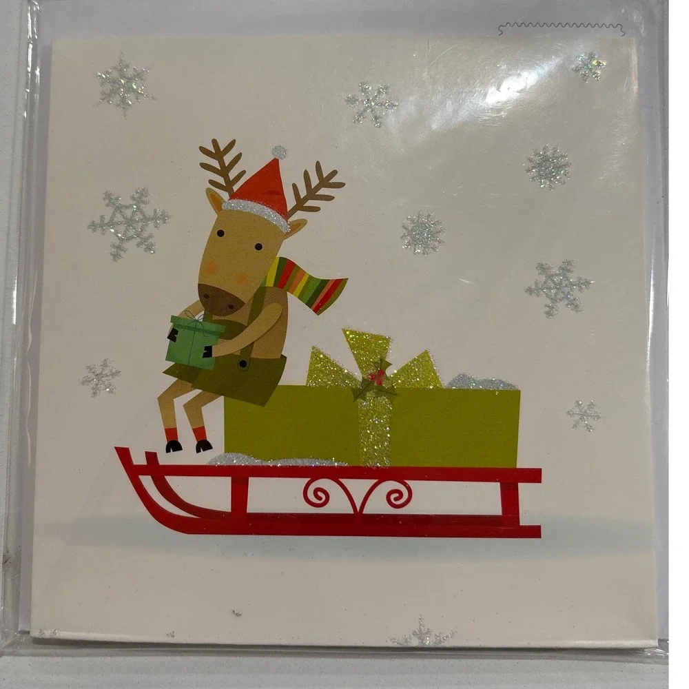 2 Treasures Pop-Up Christmas Greeting Cards‎ Reindeer Penguin New